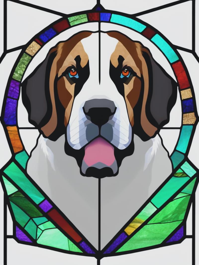 07988-497166044-stained glass illustration St. bernard with naughty face, fantasy, neoconcrete art, rounded, tesseract, polygonal art, symmetric.png